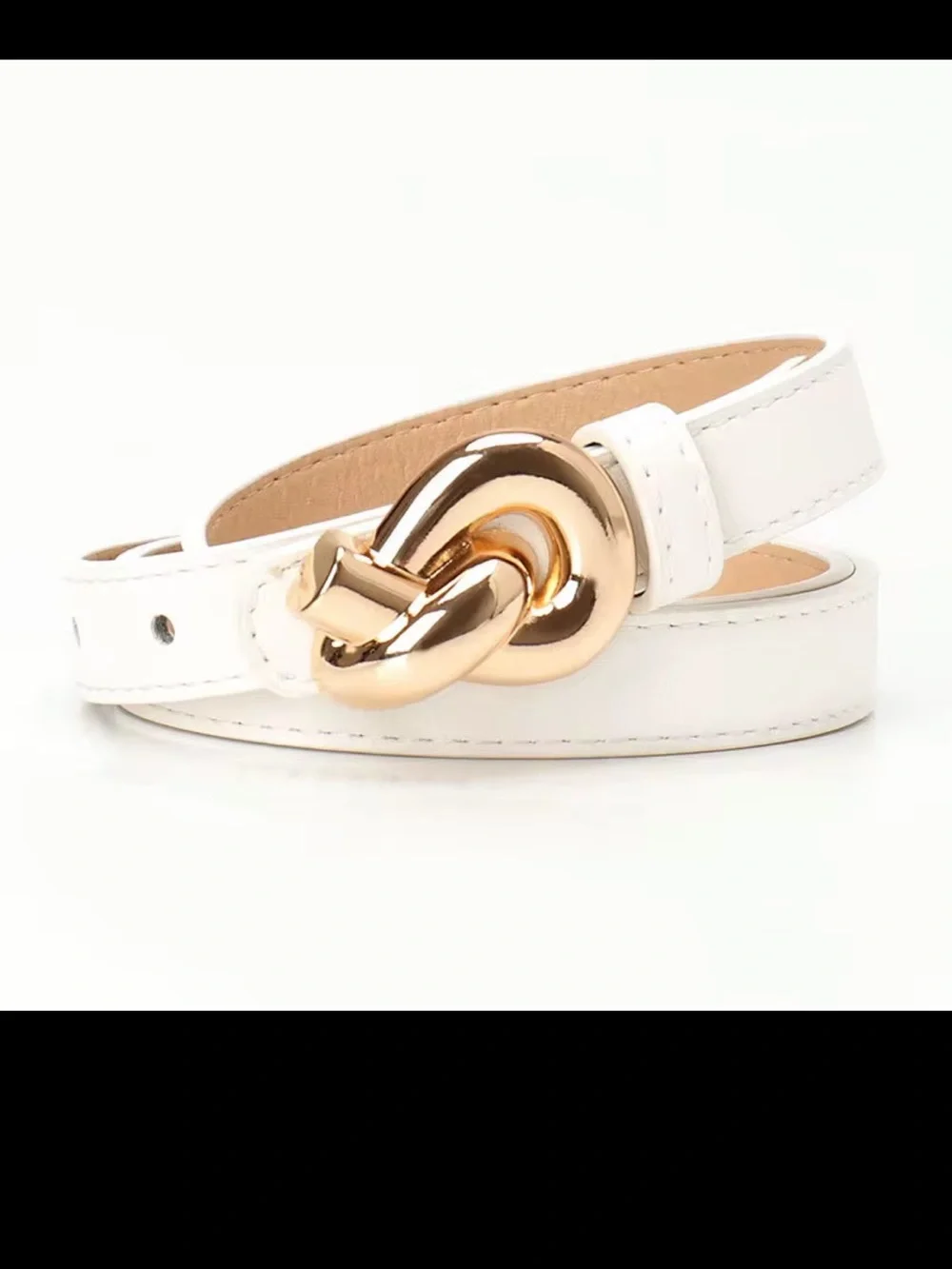 White Leather Knot Buckle Belt
